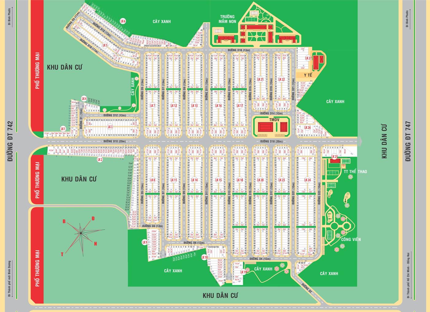 Đất cất trọ đối diện KCN Vsip 2 200m2. Full thổ cư, shr giá F0