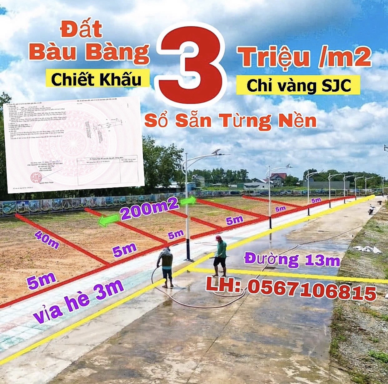 📣  200m2 *sổ sẵn* Ngay DT750  Trừ Văn Thố, Bàu Bàng