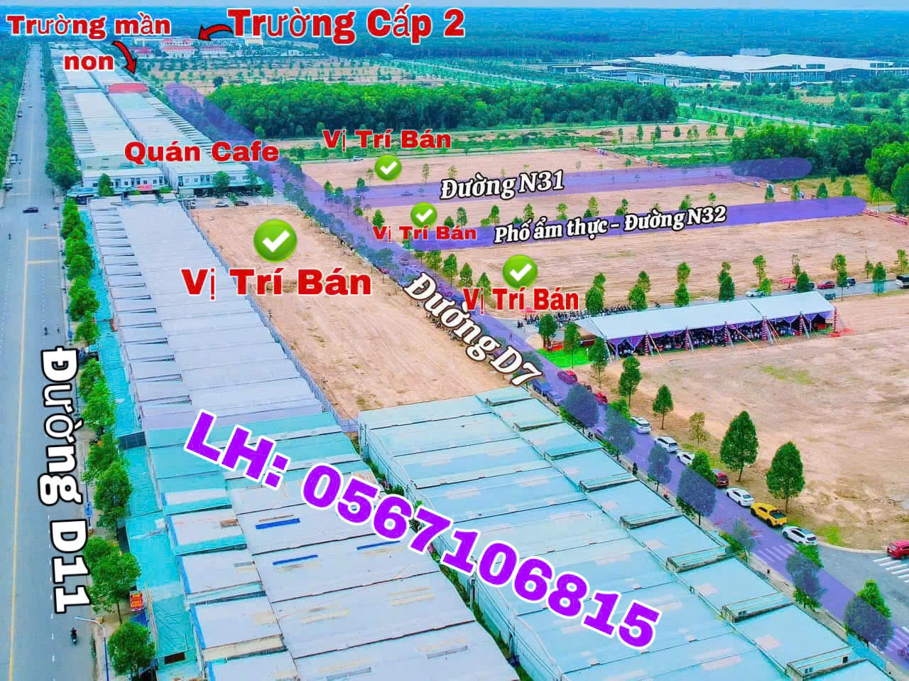 Còn 3 lô nội bộ 150m2 trục đường D7 ( 1 lô gốc )